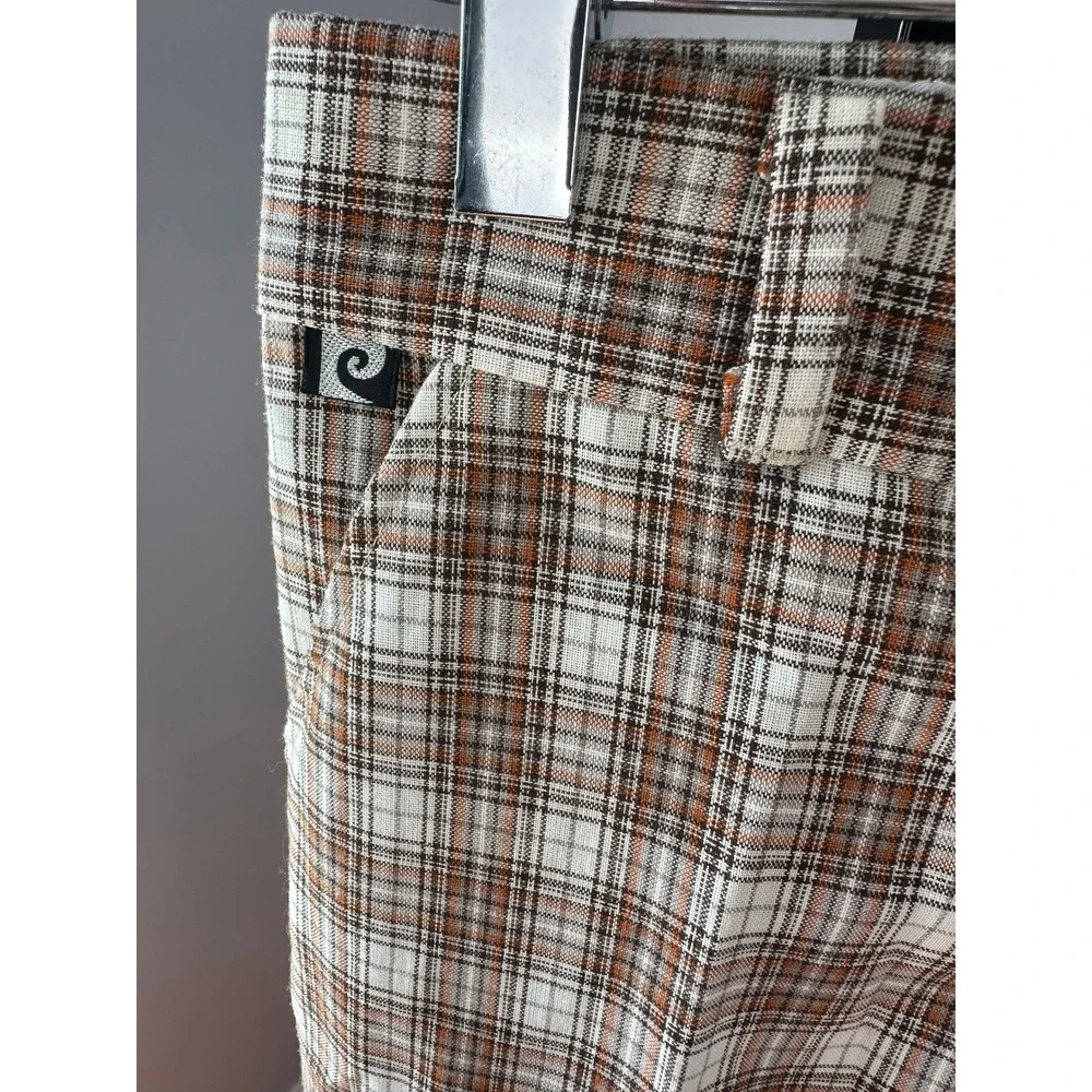 Pierre Cardin Plaid Pants Vintage Brown White Checkered Trousers Kids Size